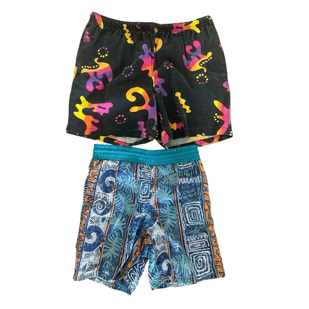 Vintage 90’s Retro Mens Swimwear  Swim Trunks Shorts Swimsuit Size Medium 80’s